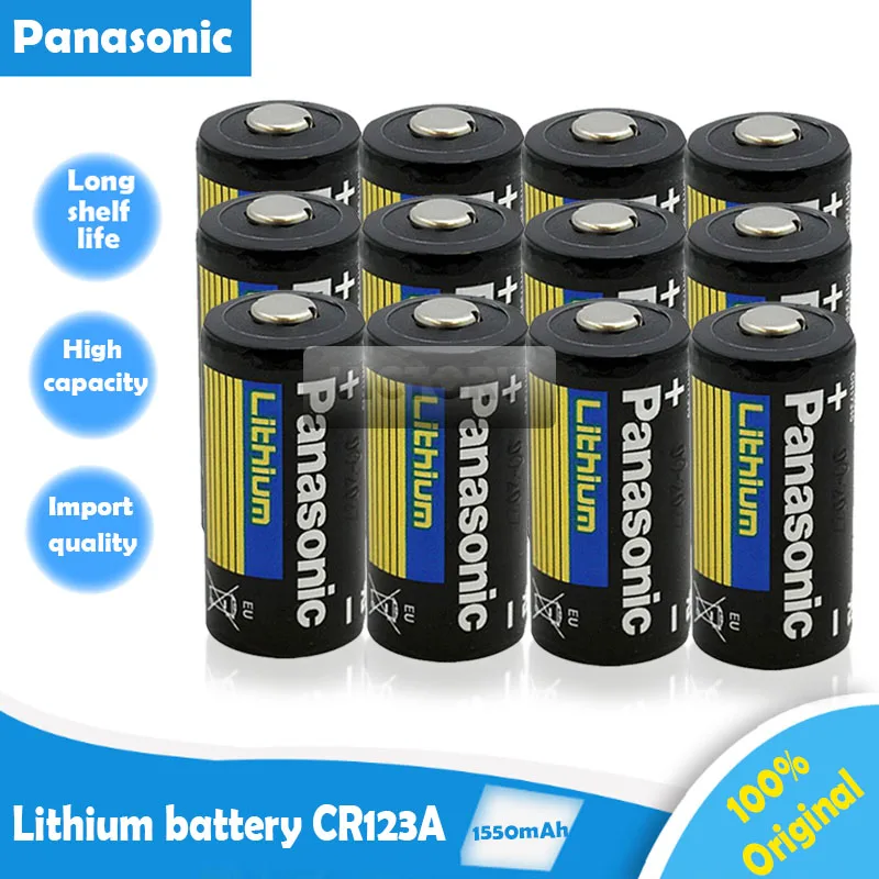 Новая Оригинальная литиевая батарея Panasonic 12 шт. 3 в 1550 мАч CR123 CR 123A CR17345 16340 cr123a сухая