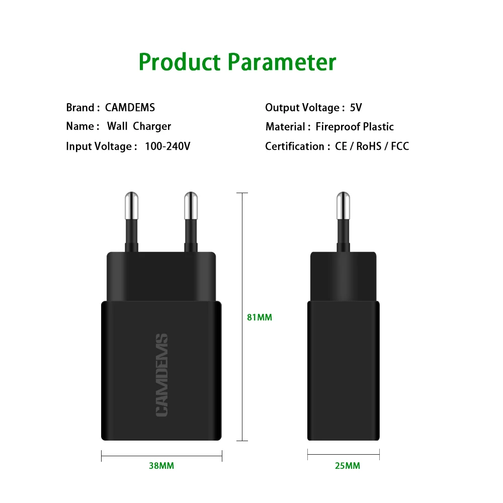 Зарядное устройство CAMDEMS для путешествий настенное зарядное оптовая продажа USB