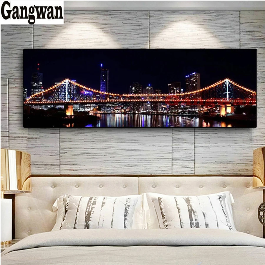 

Full Square Drill 5D DIY Embroidery New York Brooklyn Bridge Scenery Diamond Painting Cross Stitch Rhinestone Mosaic Home Decor