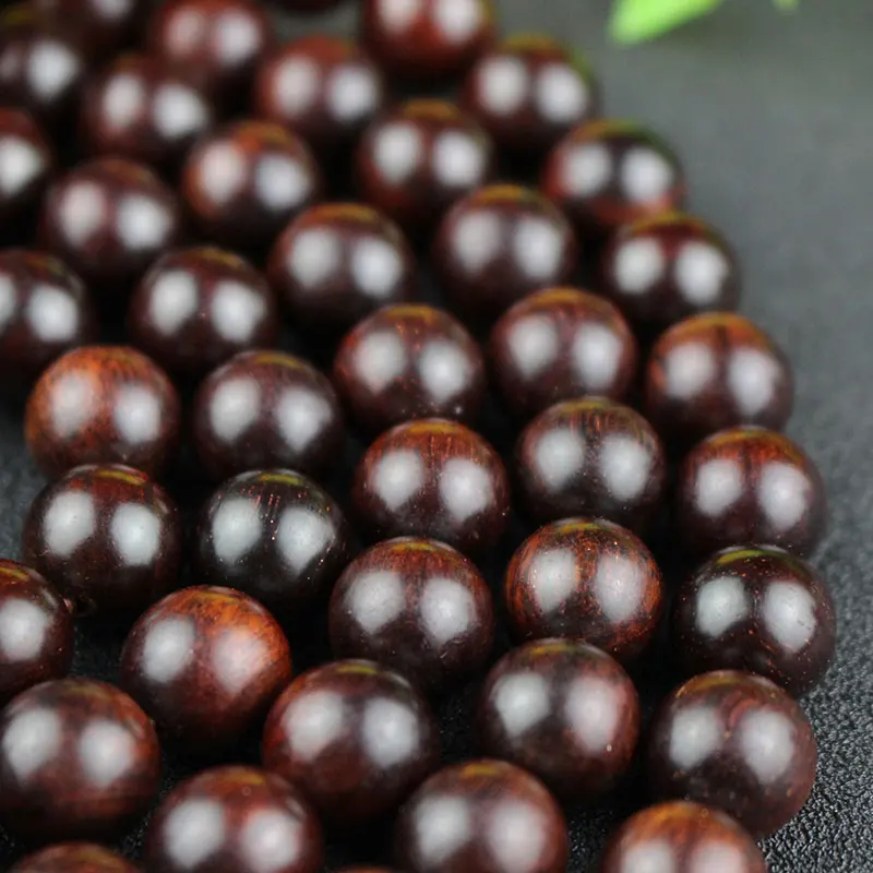 Ожерелье из красного сандалового дерева с маленькими листьями 108 бусины браслет