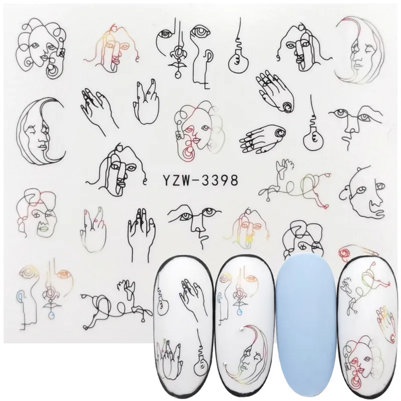 

Flower Slider Nail Sticker Water Transfer Black Floral Insect Decals Nail Art Tattoo Manicure Wraps Decoration Accessories