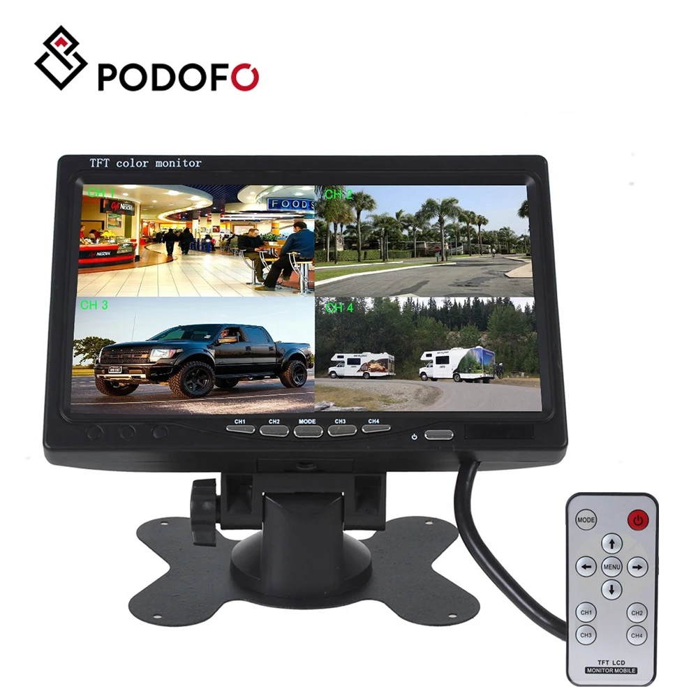 Podofo 7 &quotСплит четырехъядерный монитор TFT LCD видео вход ПК аудио дисплей