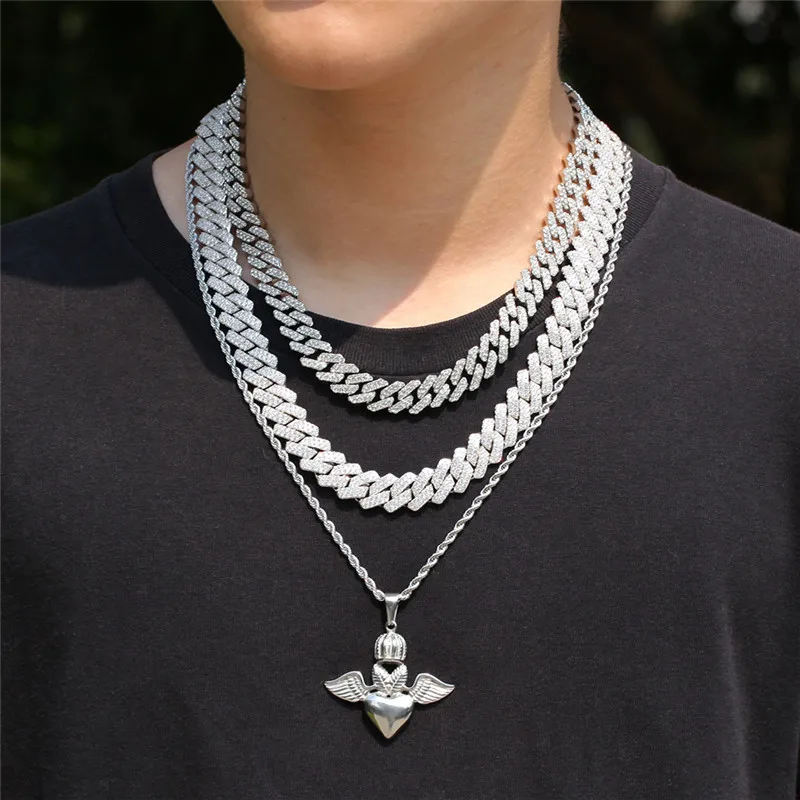 Ожерелье из нержавеющей стали с подвеской в виде крыльев Ангела короны сердца