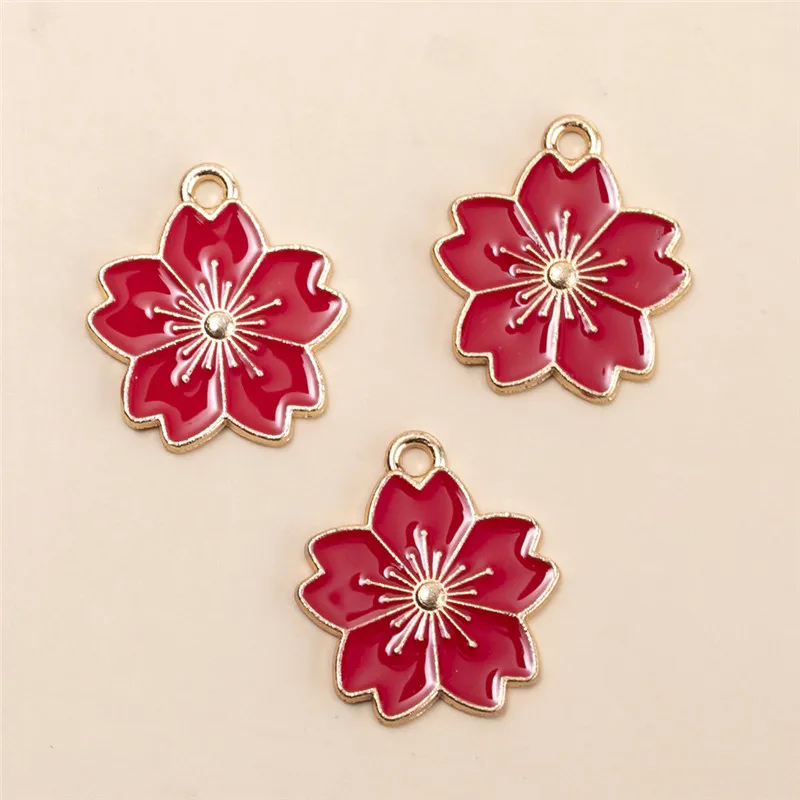 

10 шт./лот, эмаль, вишня, цветы, галстук-бабочка, подвески, кулон, сделай сам, серьги для изготовления ювелирных изделий, аксессуары