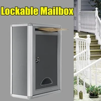 aluminum post box wall mount mail letter storage box outdoor home lockable mailbox mail letter post home balcony garden decor