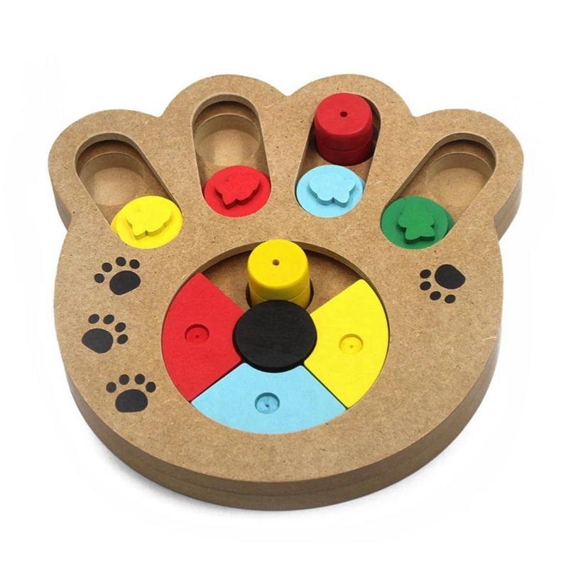 Спрятать и искать пищевую обработанную деревянную лапу питомца головоломки