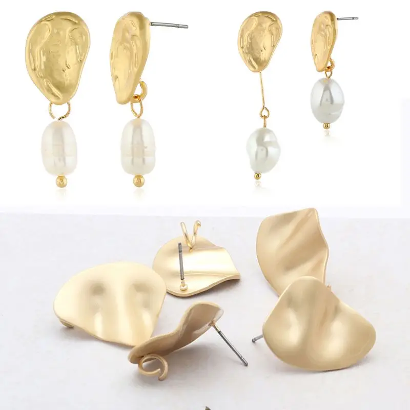 10Pcs Earrings with Hole for Earring Making Golden Distorted Oval Shape Base Connectors Linker Jewelry | Украшения и аксессуары