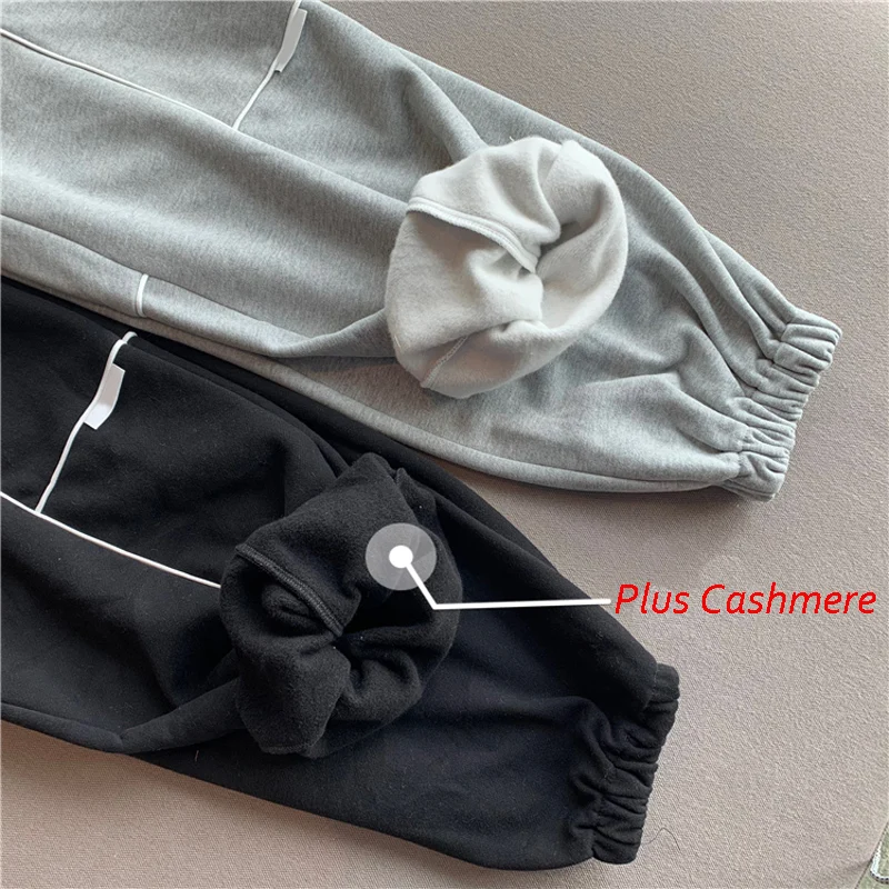 

New Arrival High Waist Woman Casual Trouser Plus Cashmere Drawstring Streetwear Pant Plus Size Women Fashion Loose Jogger Pants