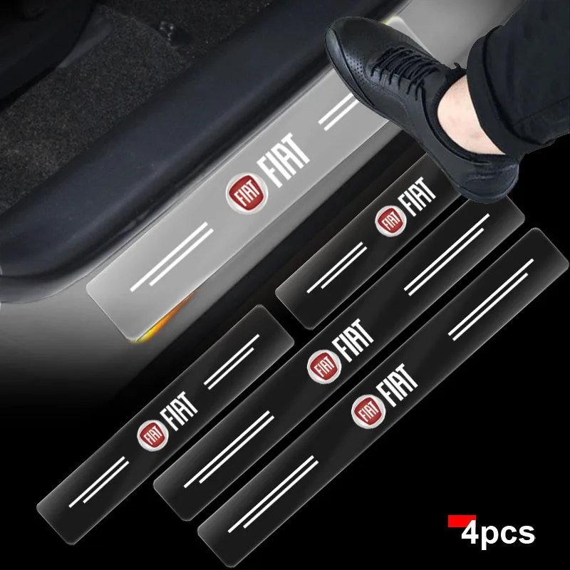 

4Pcs/Set New Car Scuff Plate Door Threshold Sill Protected Stickers For FIAT 500 Abarth Grande-Punto Astra Bravo Panda Tipo Egea