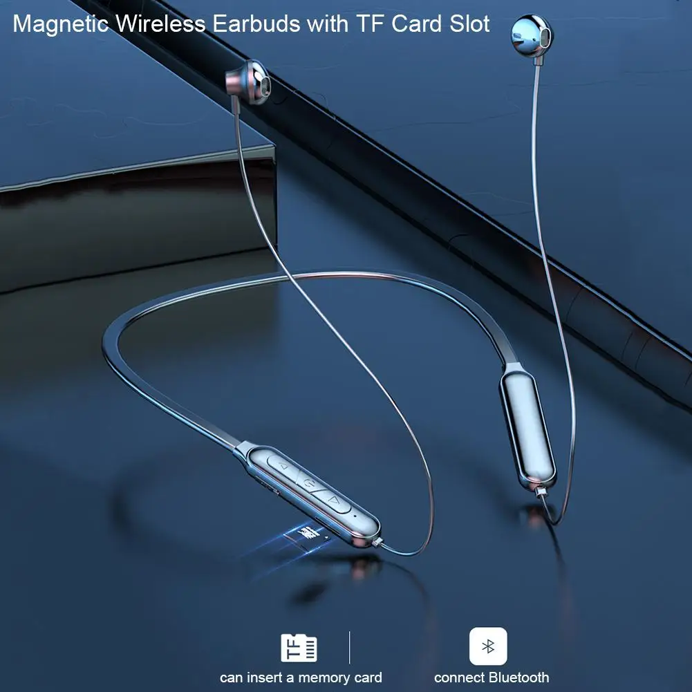 

Neckband Sport Earphones Bluetooth Headphones Wireless Earphone HiFi Stereo Running Headsets With Microphone Support TF Card