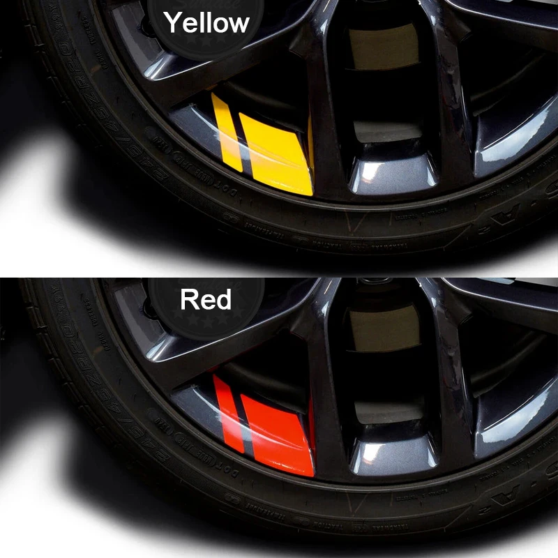 

6Pcs Car Sticker Reflective Car Wheel Rim Vinyl Warning Stickers Hash Mark Stripe Racing Wheel Hub Decals for Size 16" - 21"