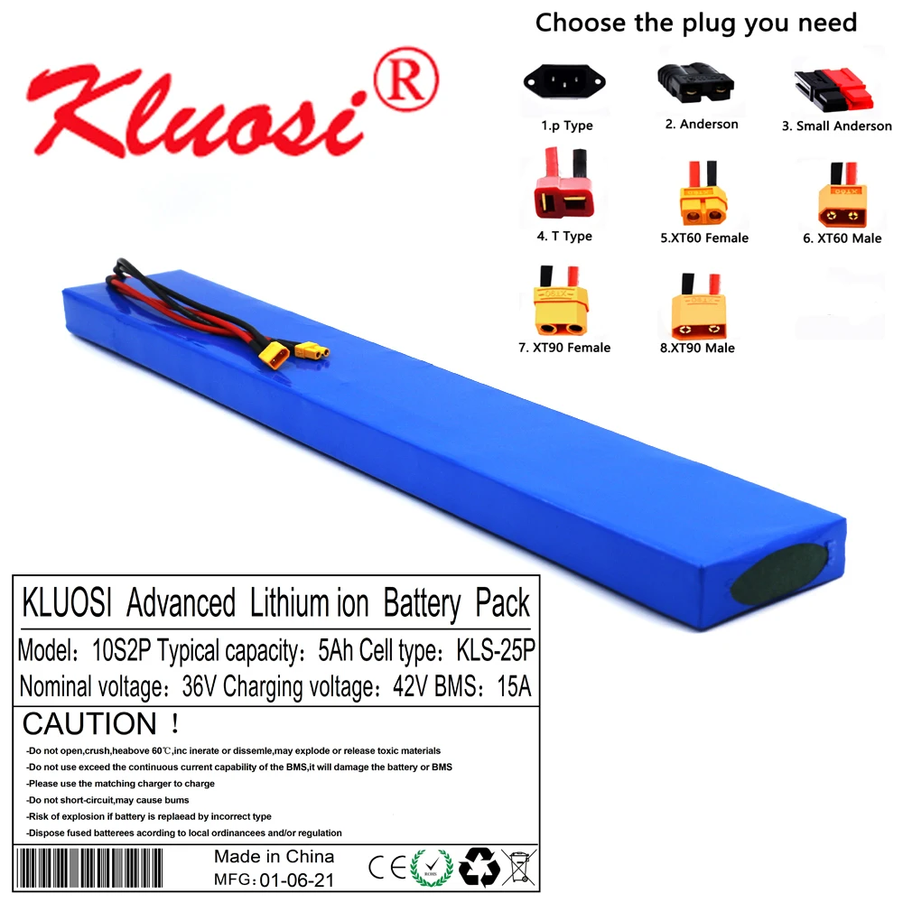 

KLUOSI 10S2P 36V 5Ah 250W~450W 42V 18650 Lithium Battery Pack Built-in 15A BMS for M365 Pro Electric Scooter Extended Batteries