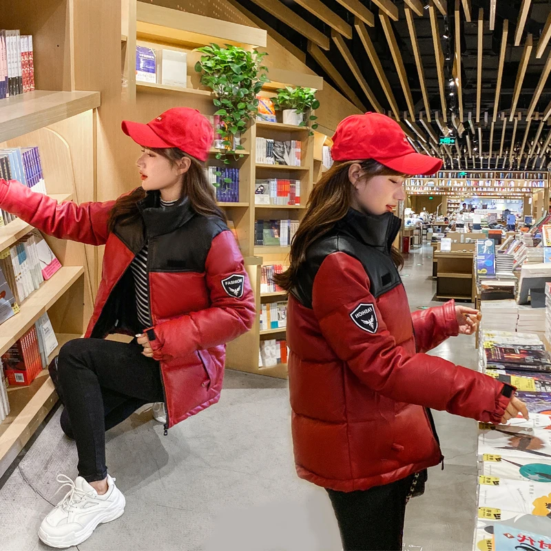 

2020 Winter short parkas for women patchwork coat autumn thick warm jackets coats solid hooded pocket female jacket for winter