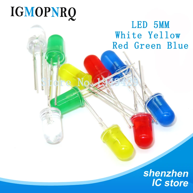 100 шт. набор светодиодов белый желтый красный зеленый синий Электронный Набор