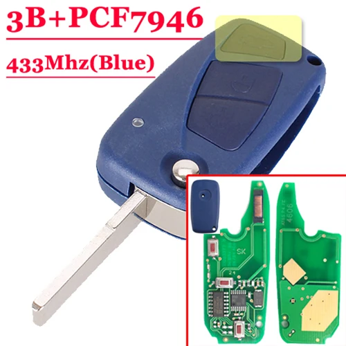 

(1piece)2Button /3 Button Flip Remote Key 433Mhz For FIAt 500 Panda Punto Bravo Key With PCF7946 Chip