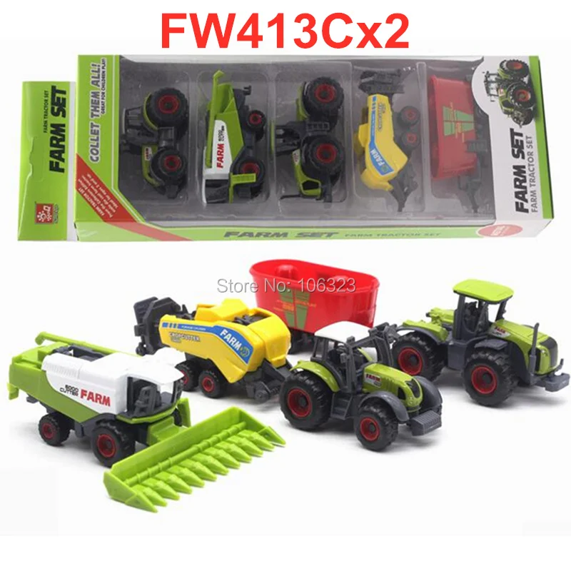 FW413Cx2-STP Литые под давлением фермерские игрушечные транспортные средства, литые под давлением металлические коллекционные модели автомобилей, сельскохозяйственные тракторы плантаторы трейлеры игровой набор, собрать их все - Цвет: FW413Cx2-STP