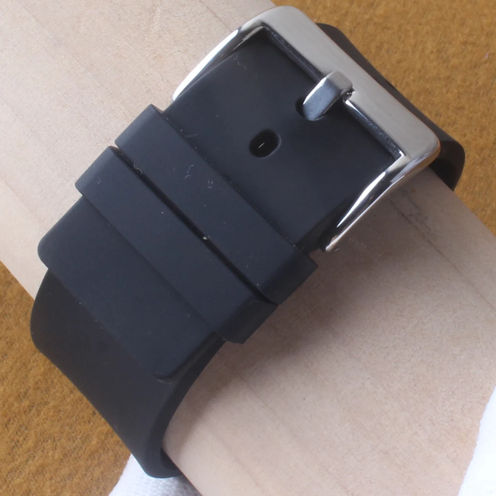 Ремешок силиконовый для мужских наручных часов резиновый гладкий квадратный