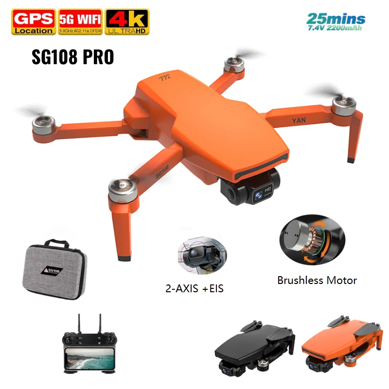 

2021 New SG108 Pro Drone 2-axis Gimbal Brushless 4K Professional Camera 5G WIFI FPV Rc Quadcopter 26 minutes Distance 1.2km Dron