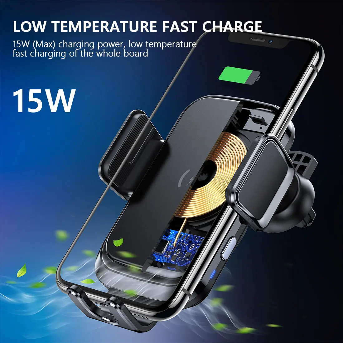 15 Вт Qi быстрой зарядки Автомобильный держатель для телефона на магните
