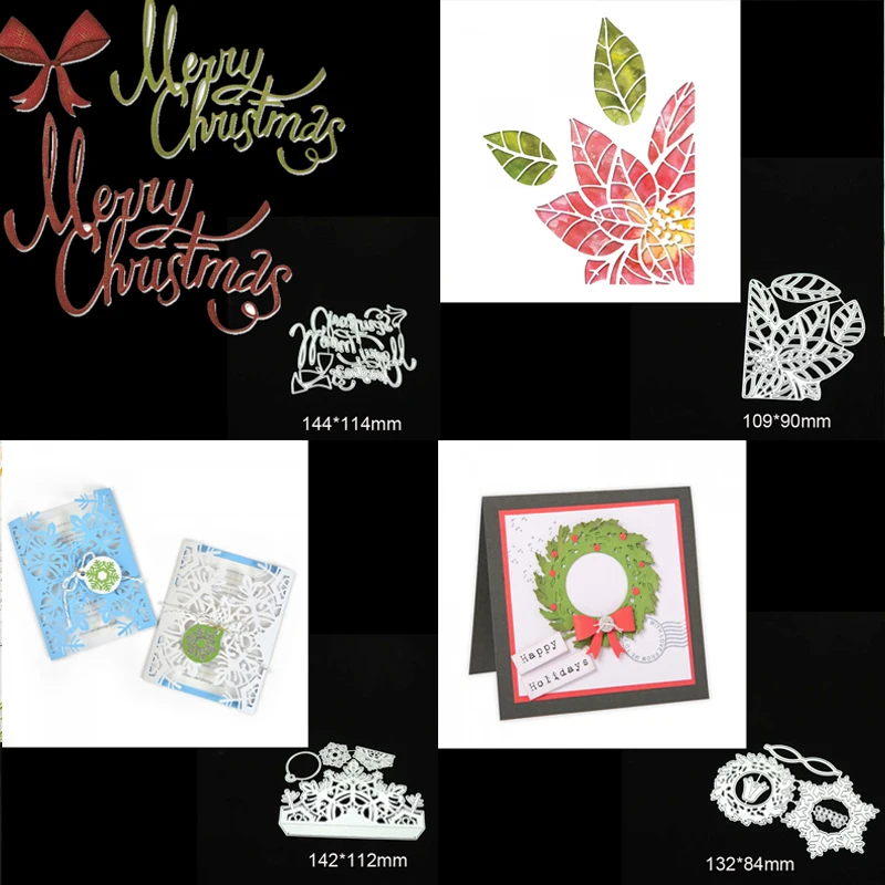 Металлические Вырубные штампы трафарет цветок Рождественский венок рамка для