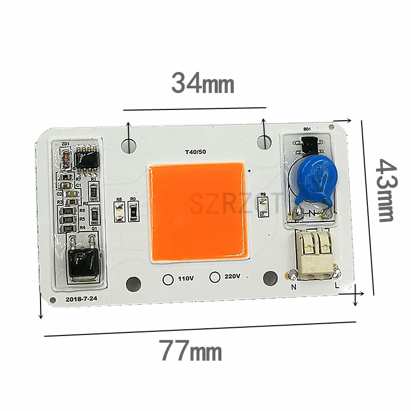 Светодиодная лампа полного спектра для выращивания растений 50 Вт 110 В/220