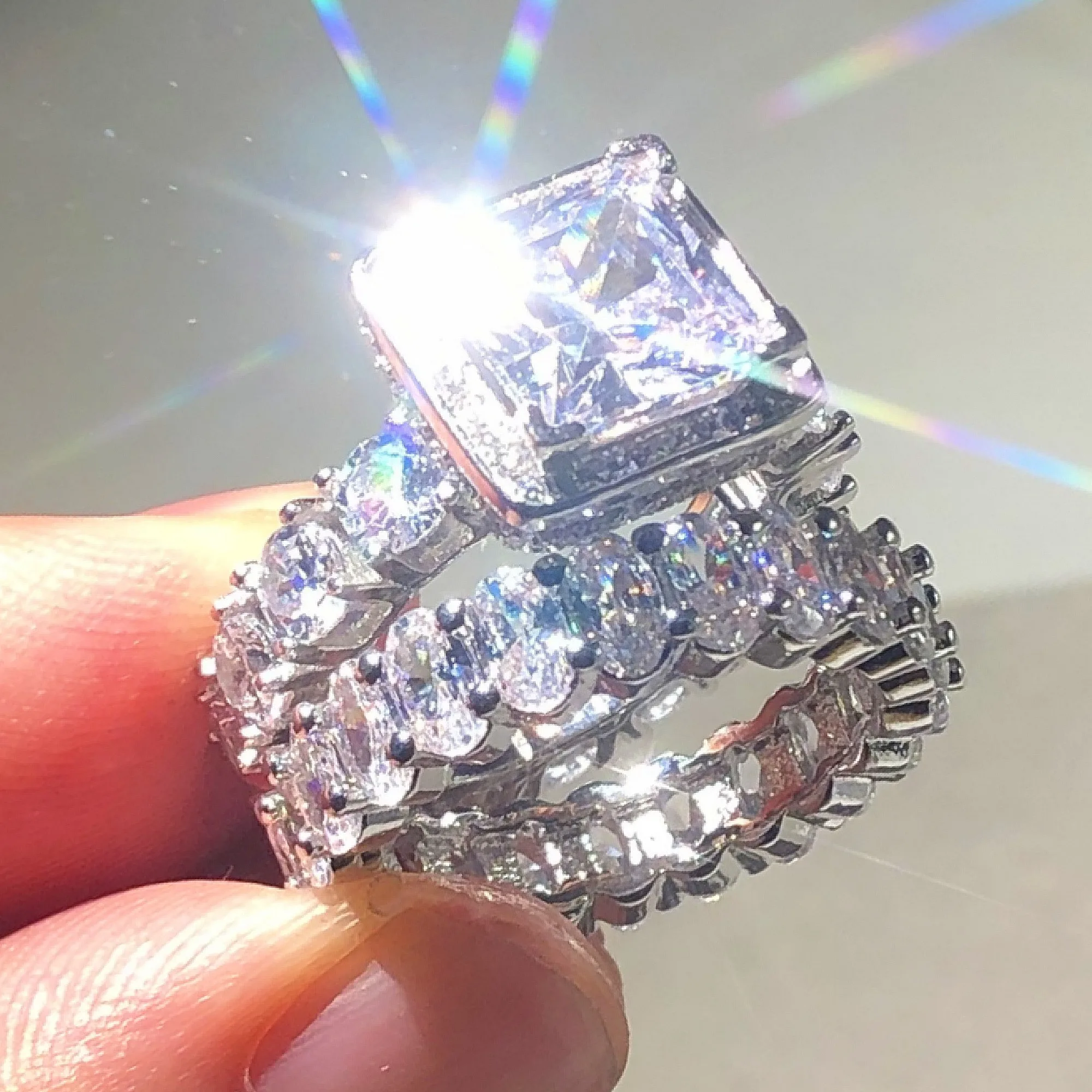 Настоящее твердое обручальное кольцо из стерлингового серебра 925 пробы для