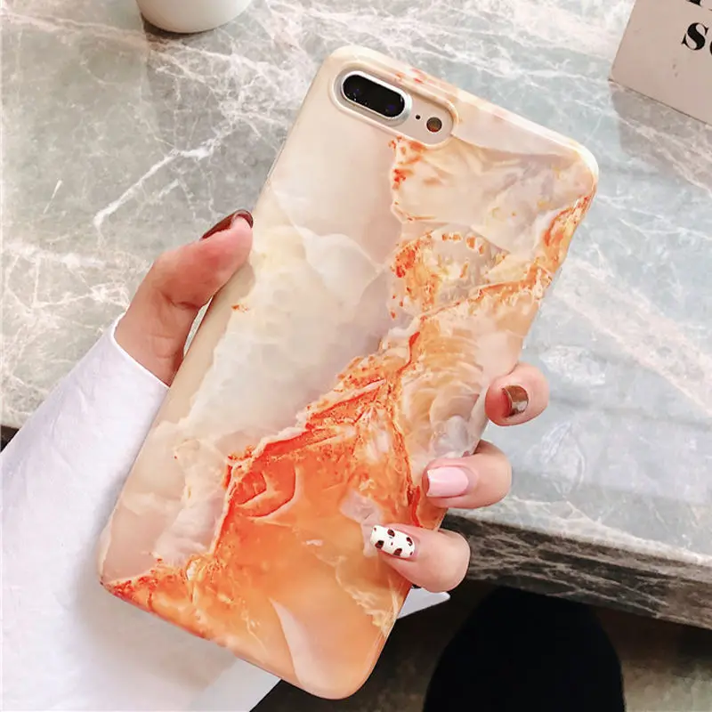 Orange 0932 9 FLYKYLIN подставка для держателя для samsung Galaxy A50 задняя крышка на для samsung A70 A40 Art Сращивание мрамора IMD силиконовый чехол для телефона - Цвет: Orange 0932 9