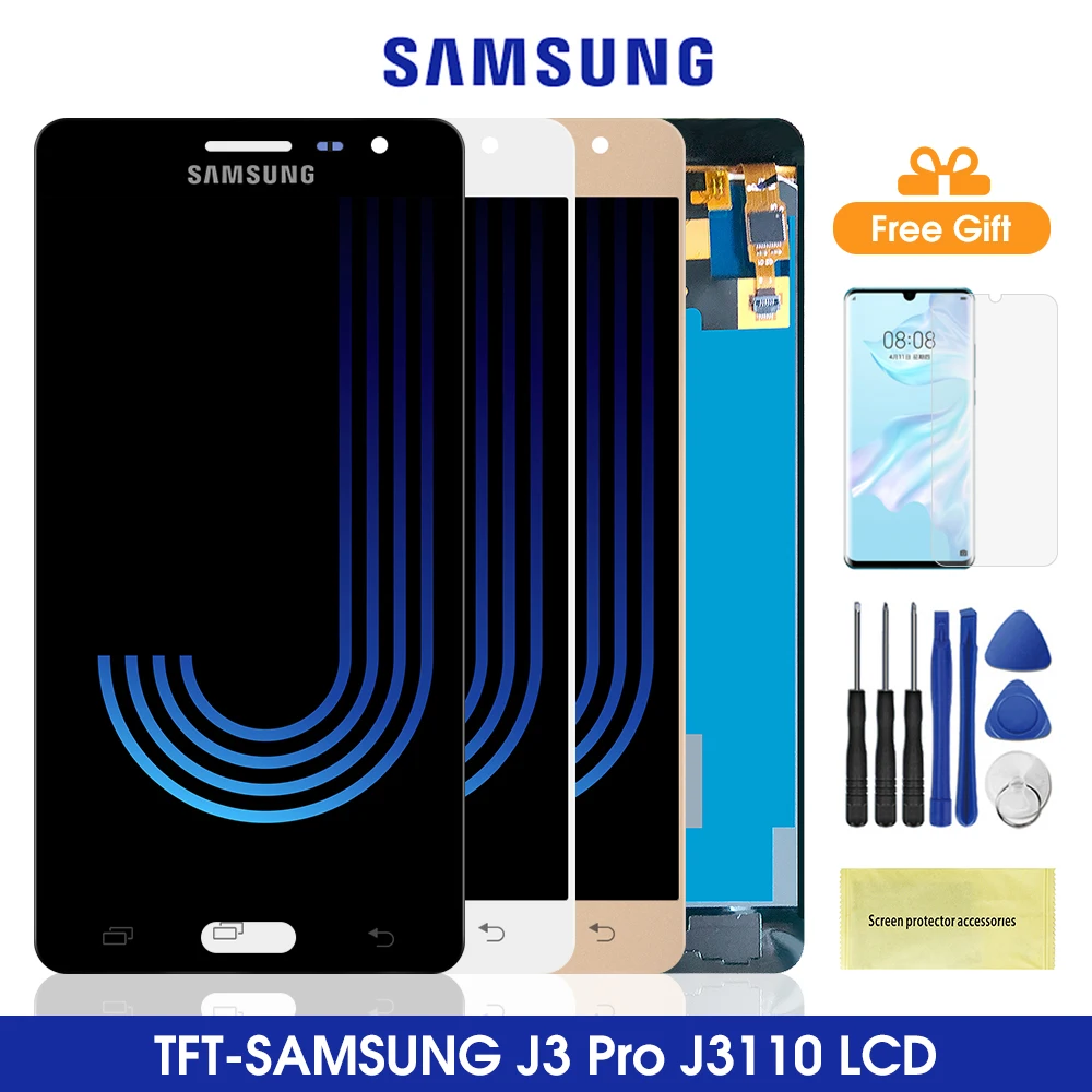 ЖК дисплей 5 0 ''J3110 с регулировкой яркости для Samsung Galaxy J3 pro J3110 сенсорным экраном