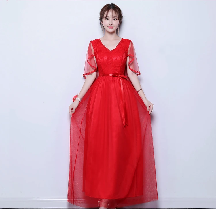 Бордовые Платья для подружки невесты с v образным вырезом без рукавов красные