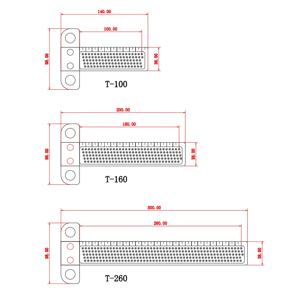 

Woodworking Scribe T100/T160/T260 T-type Ruler Hole Scribing Gauge Aluminum Crossed Feet Woodworking Crossed-out Tool Measuring