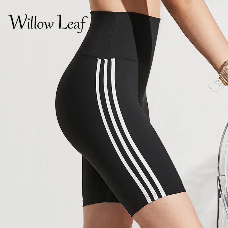 

Шорты женские с завышенной талией, модные облегающие эластичные штаны с листьями ивы, для спортзала, домашних упражнений, лето
