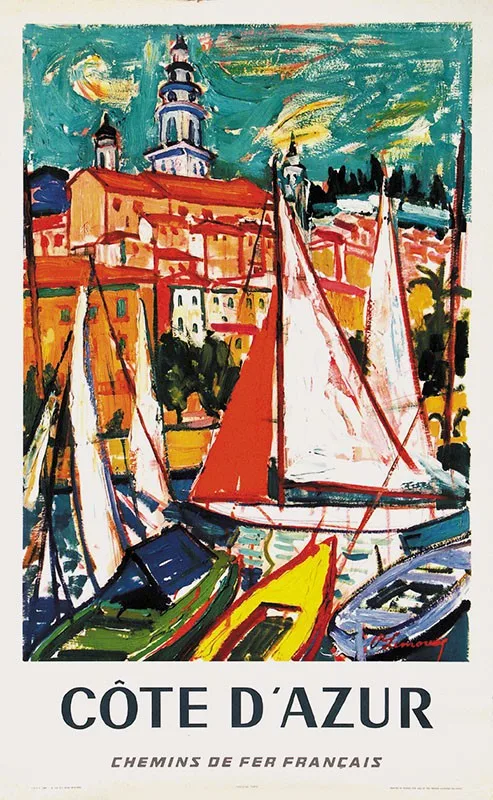 Французские туристические плакаты лазурные берега фотокартины на холсте