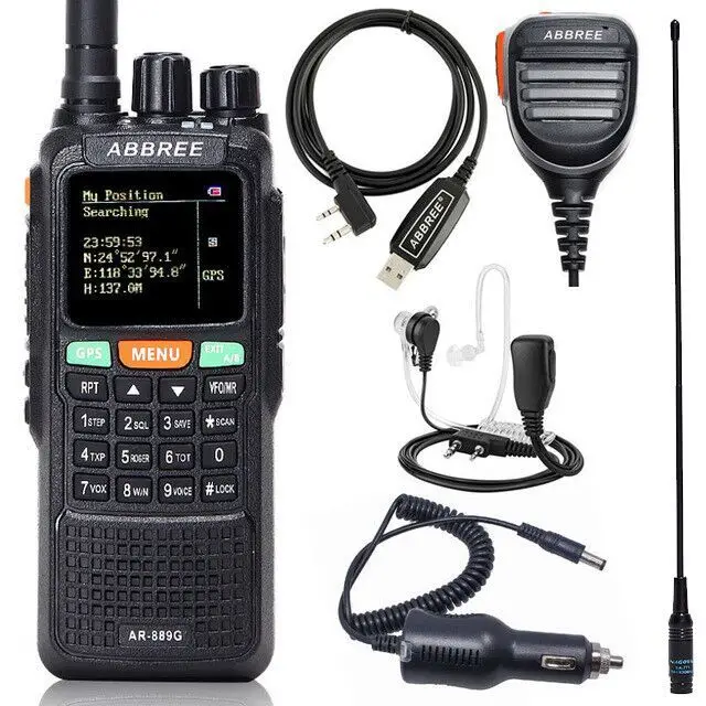 

ABBREE AR-889G GPS 10W Powerful Portable Walkie Talkie Cross Band Repeater Dual Band Long Range Ham Two Way Radio Communicator