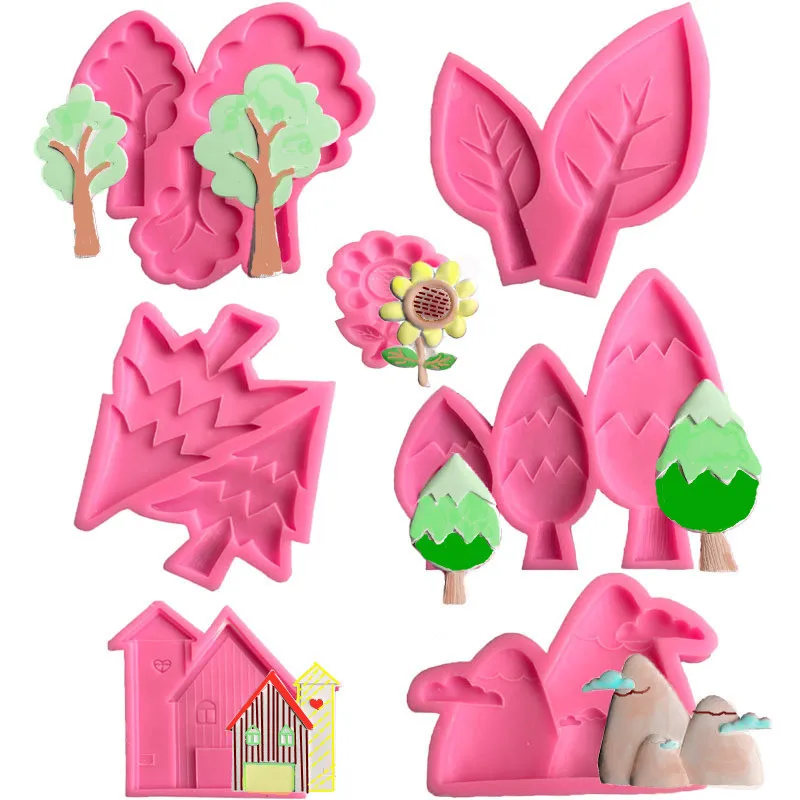 

Flower Bottle Tree House Shape Silicone Mold Sugarcraft Fondant Cake Decoration Tool chocolate Candy mold