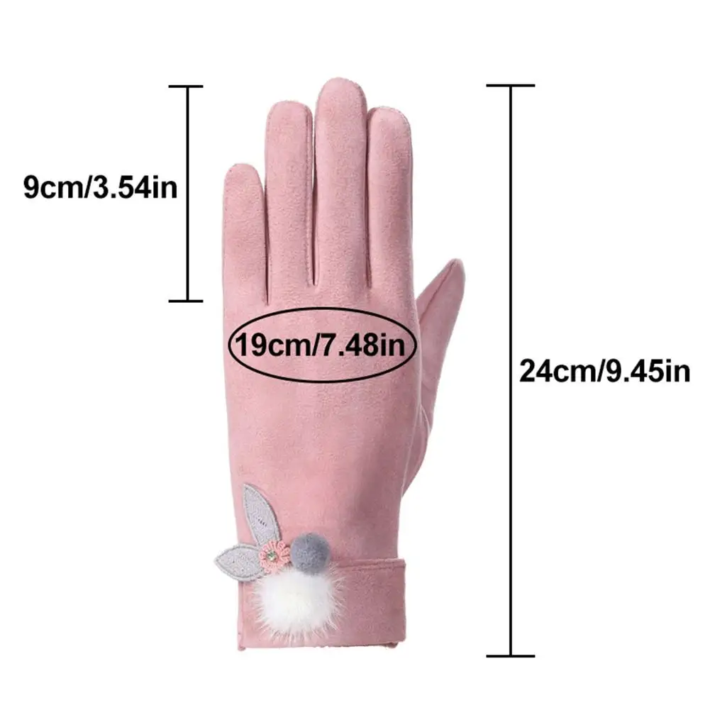 

Suede Warm Cute Womens Fashion Winter Outdoor Sport Warm Touch Screen Gloves Mittens Eldiven Solid Pink Guantes Femme
