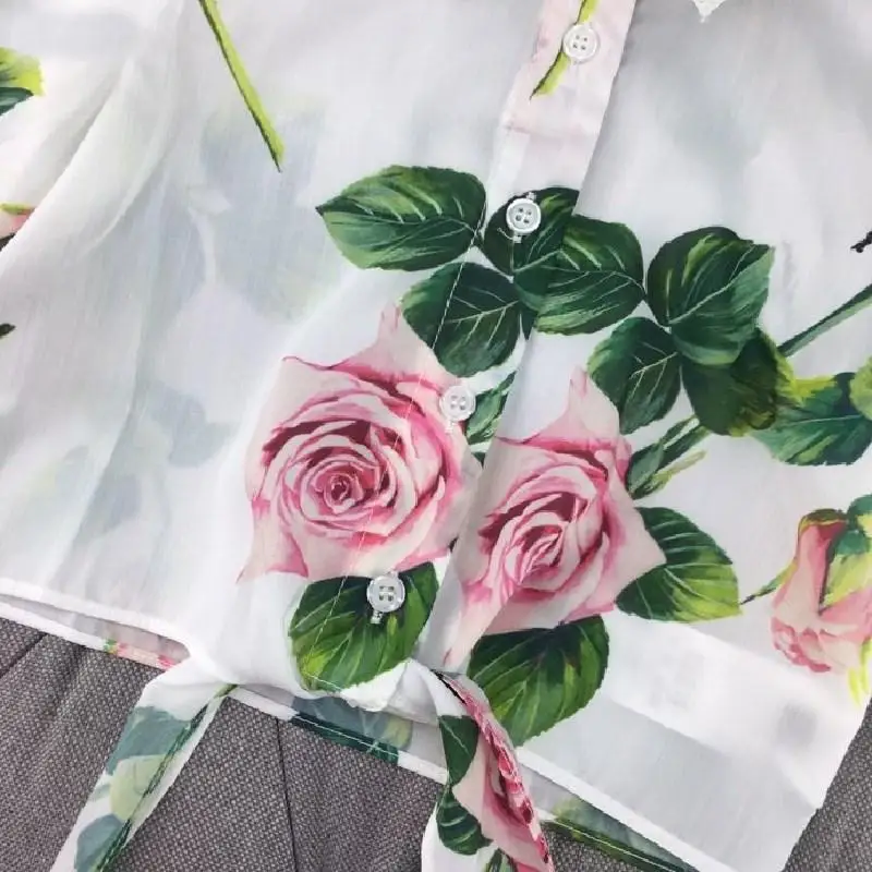 

2021 Summer kids girls 2 pcs outfits fashion print floral sets retail clothes