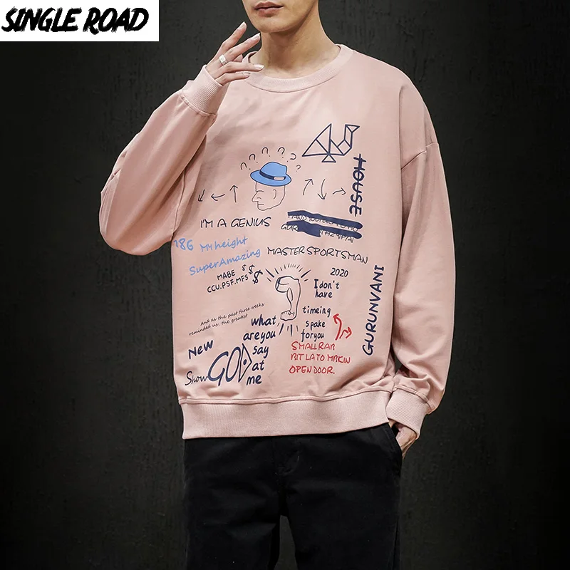 Мужская толстовка с круглым вырезом SingleRoad 2020 большой размер аниме Харадзюку