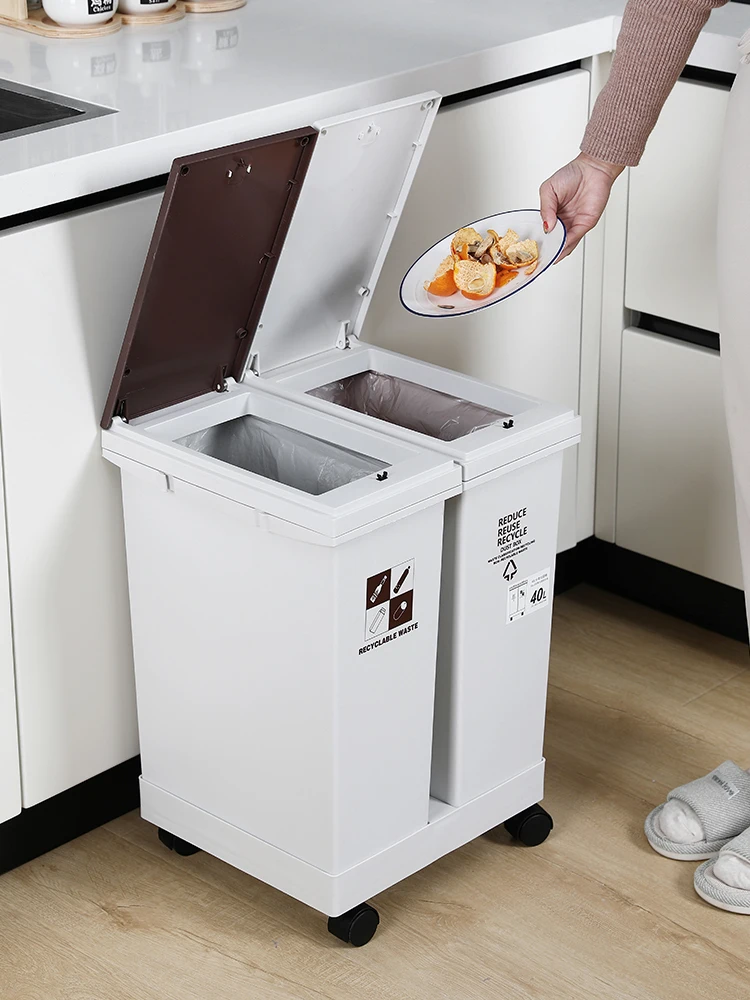 

Compost Bathroom Trash Can Garbage Bag Holder Recycling Bin Sorted Waste Bin Poubelle De Cuisine Trash Can Recycle BA60LJ