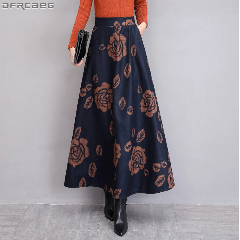 Женская длинная юбка трапеция в европейском ретро стиле винтажная зимняя