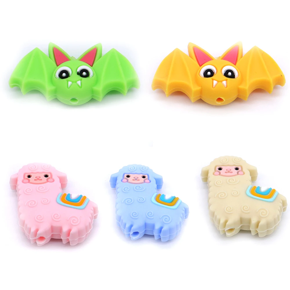 

Cute Shape Beads For Bat Pig Beads More Colorful Beads For Baby Teether Teething Baby Chewable Chewing Toys For Handmade DIY