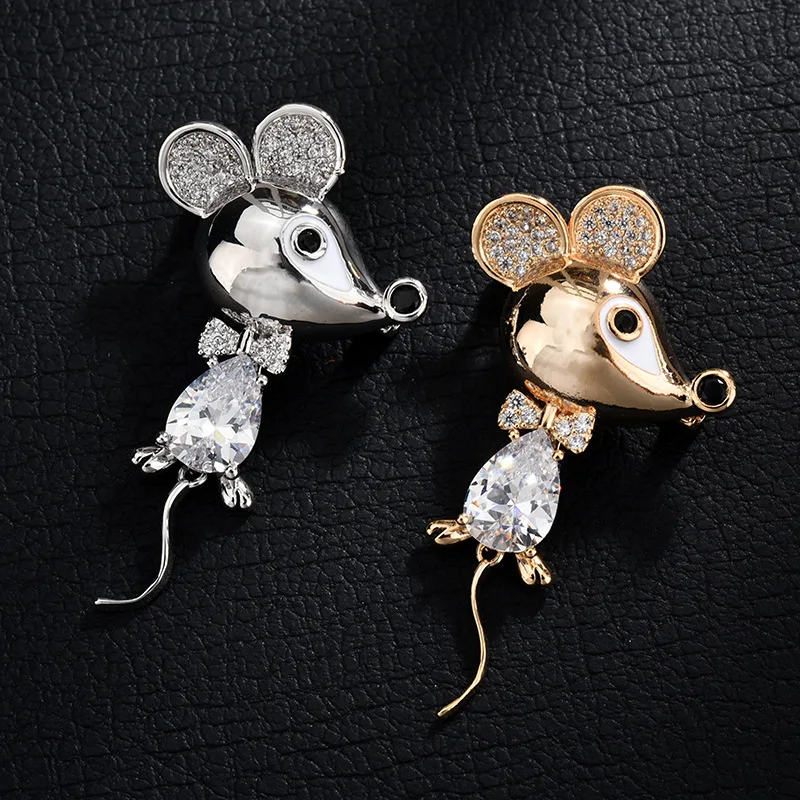 Роскошные циркониевые Броши с мышкой для женщин и мужчин стразы милые животные