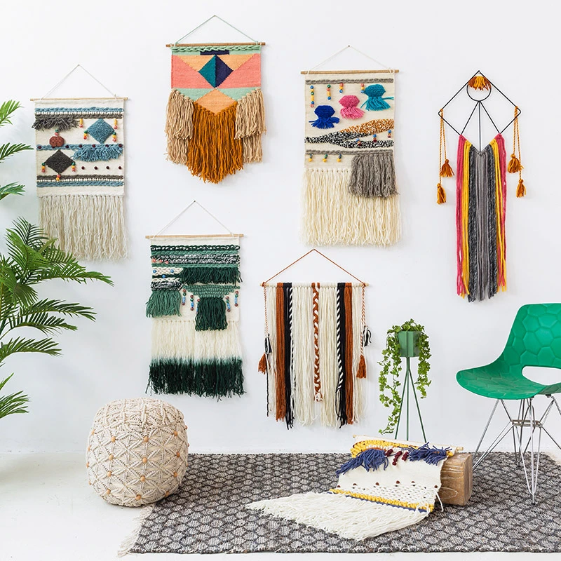 Настенный декор с ручным узелком и кисточкой|Гобелен| |