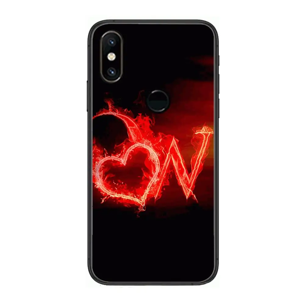 

26 English Name Letters Phone Case For xiaomi M2 C3 X3 F2 Lite NFC 6 5 x Poco k30 Pro Anime Black Cover Silicone Back Pretty
