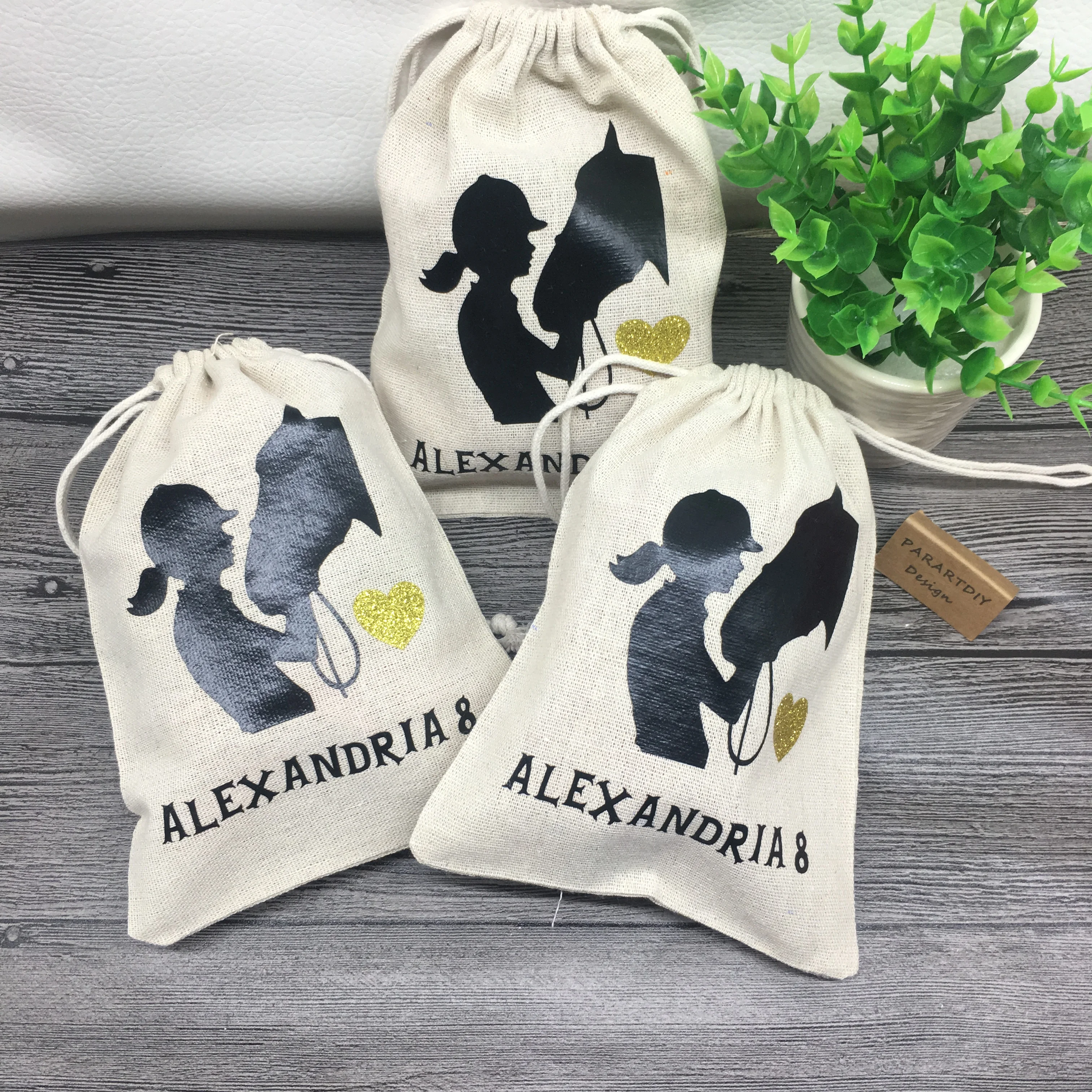 Индивидуальные сумки на день рождения для конной лошади девушки с блестящим