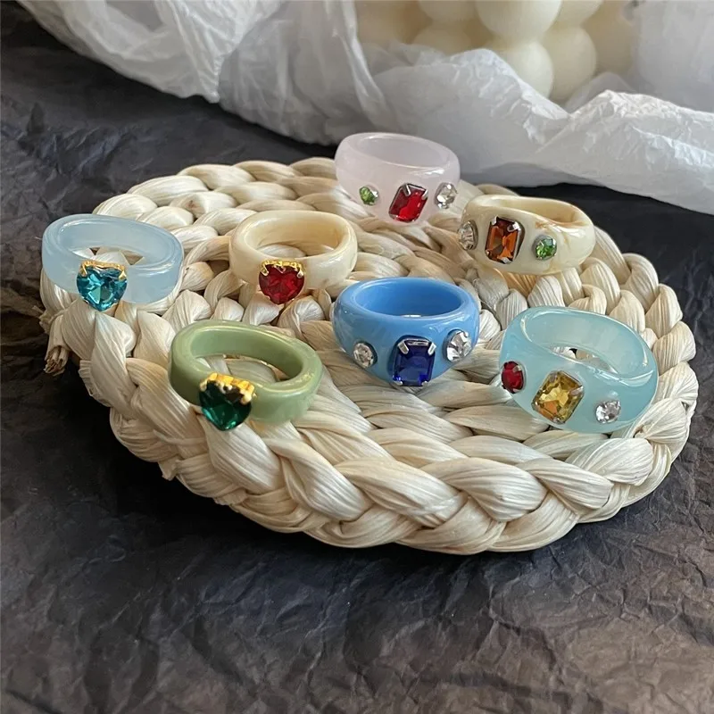 

Charm Hand Ring Resin Ring Colorful Gift Party Jewelry Girls Jewelry Acrylic Minimalist Geometry Ring for Women Girls Jewelry