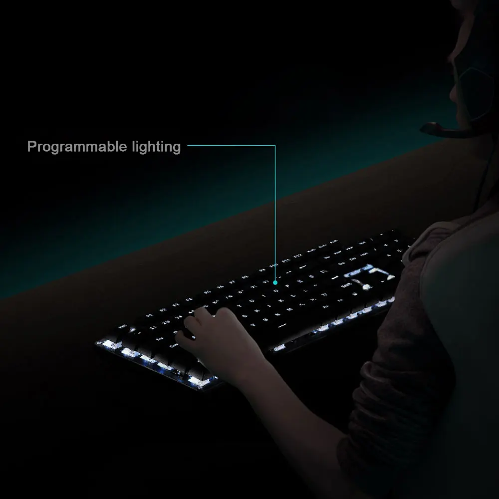 Hp GK100 Механическая игровая клавиатура с подсветкой, синий, красный переключатель, 104 клавиш, металлический цветной светодиодный компьютер с подсветкой, Проводная клавиатура для геймера