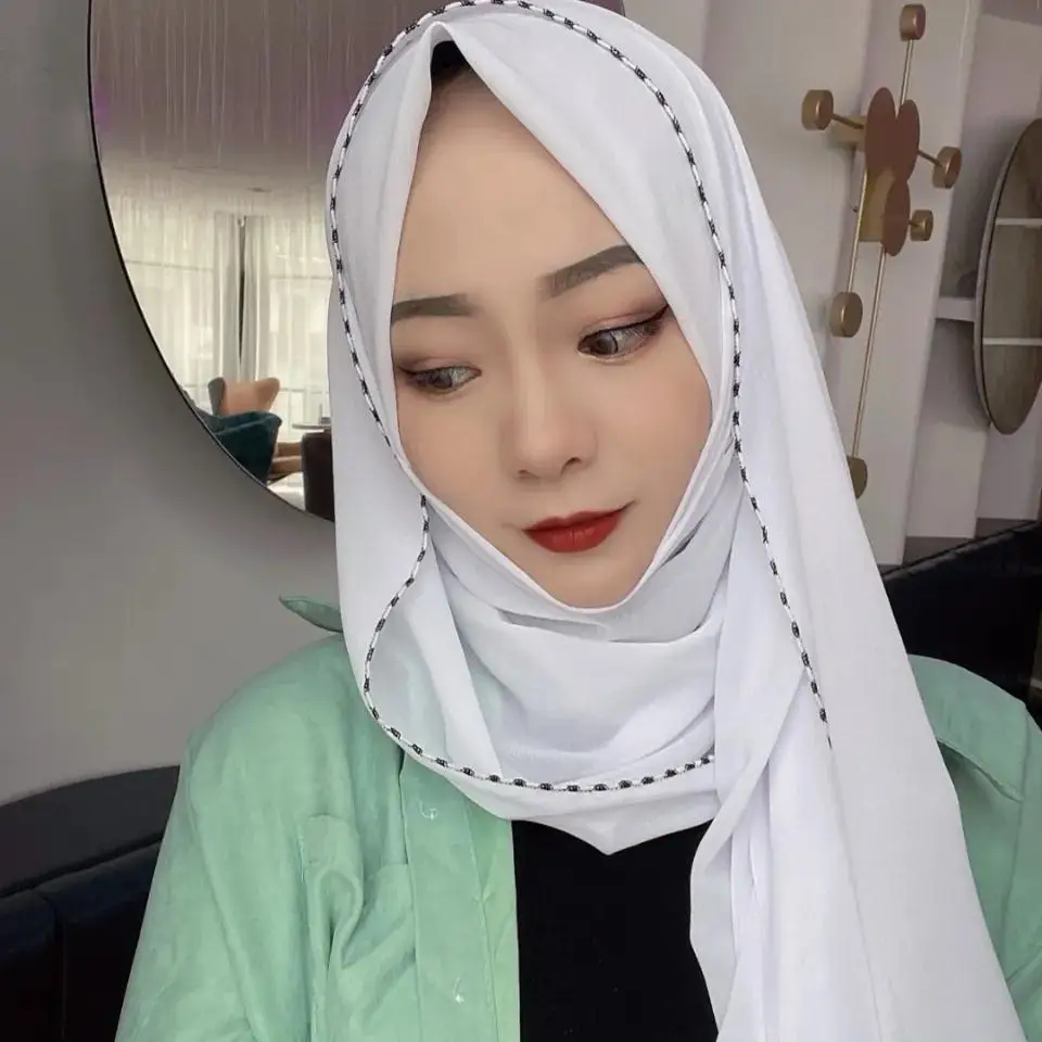 

Мусульманский шарф, женский спортивный длинный шарф со швом, Повседневная шаль, марлевый шарф для взрослых