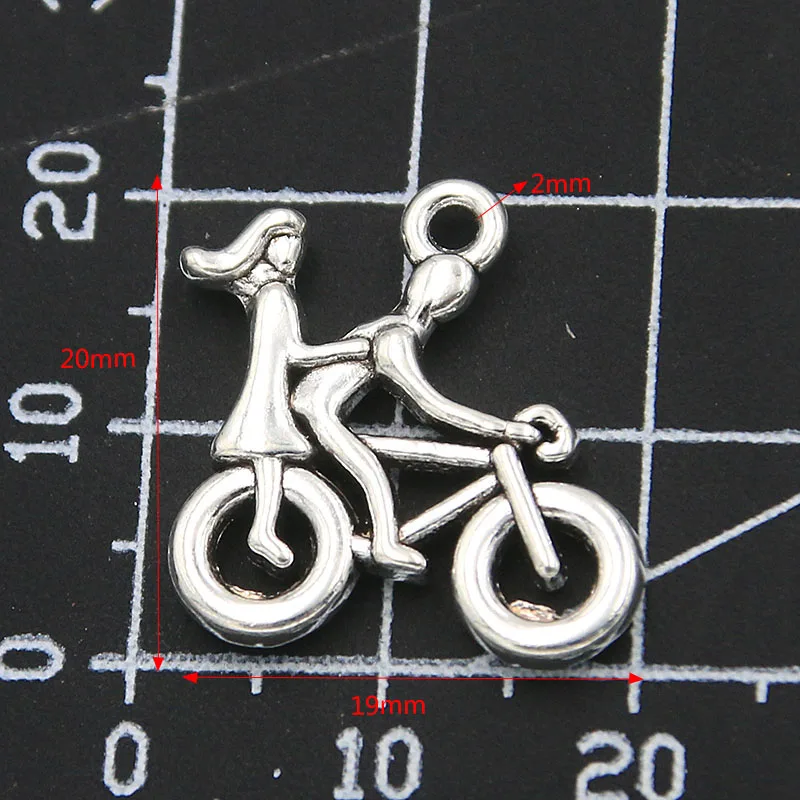 

10PCS 19*20mm Charms Couples Happiness Bike Hollow Love Metal Alloy Pendant For DIY Jewelry Handwork Accessories