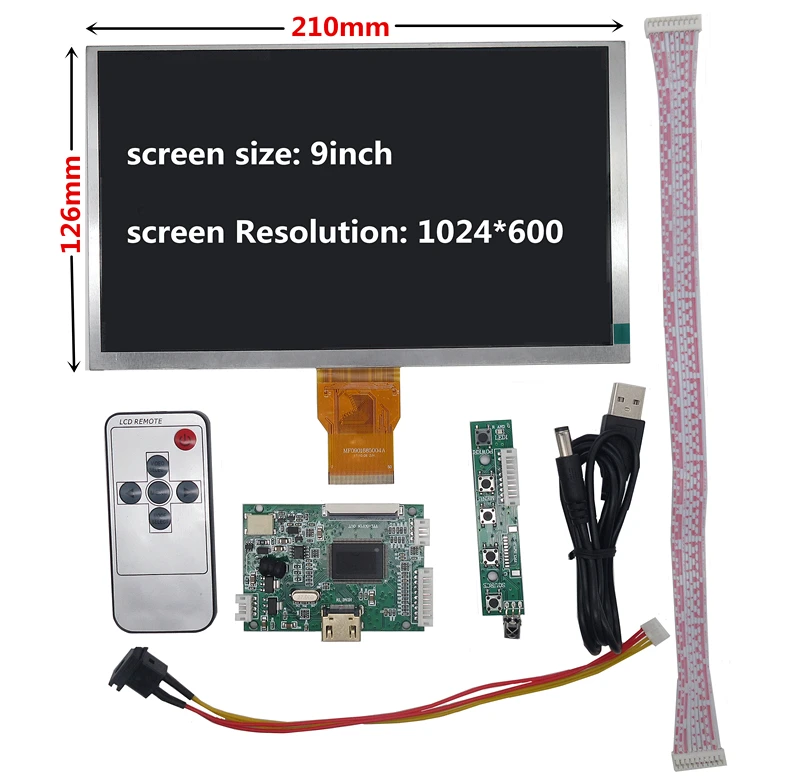 9,0 дюймов 1024*600 оранжевый Pi PC Banana Pi M3/Pro ЖК-экран TFT ЖК-монитор+ Комплект HDMI плата драйвера - Цвет: full set