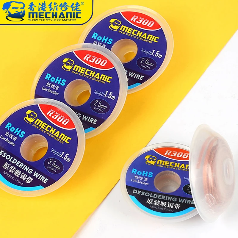 

10 шт./лот оплетка для припоя для механика, фитиль для снятия припоя, 1/1, 5/2/2, 5/3/3/4 мм, ширина 1,5 м, BGA паяльный инструмент